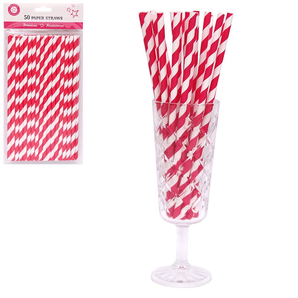 *50PK MAGENTA PAPER STRAWS
